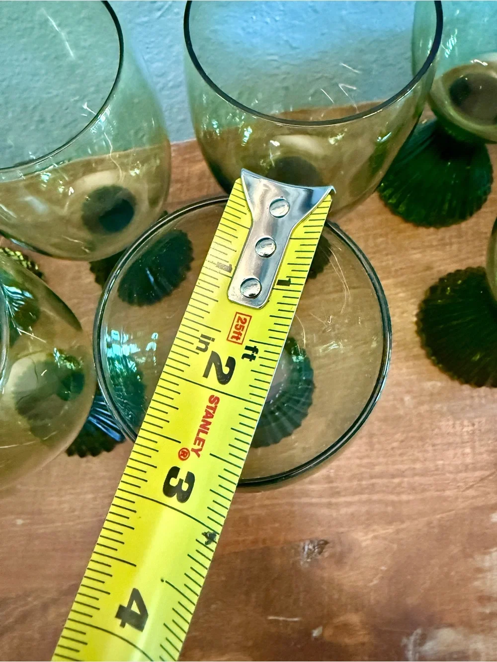 MCM Vintage Lenox Tempo Emerald Green Handblown Crystal Glasses - Set of 12
